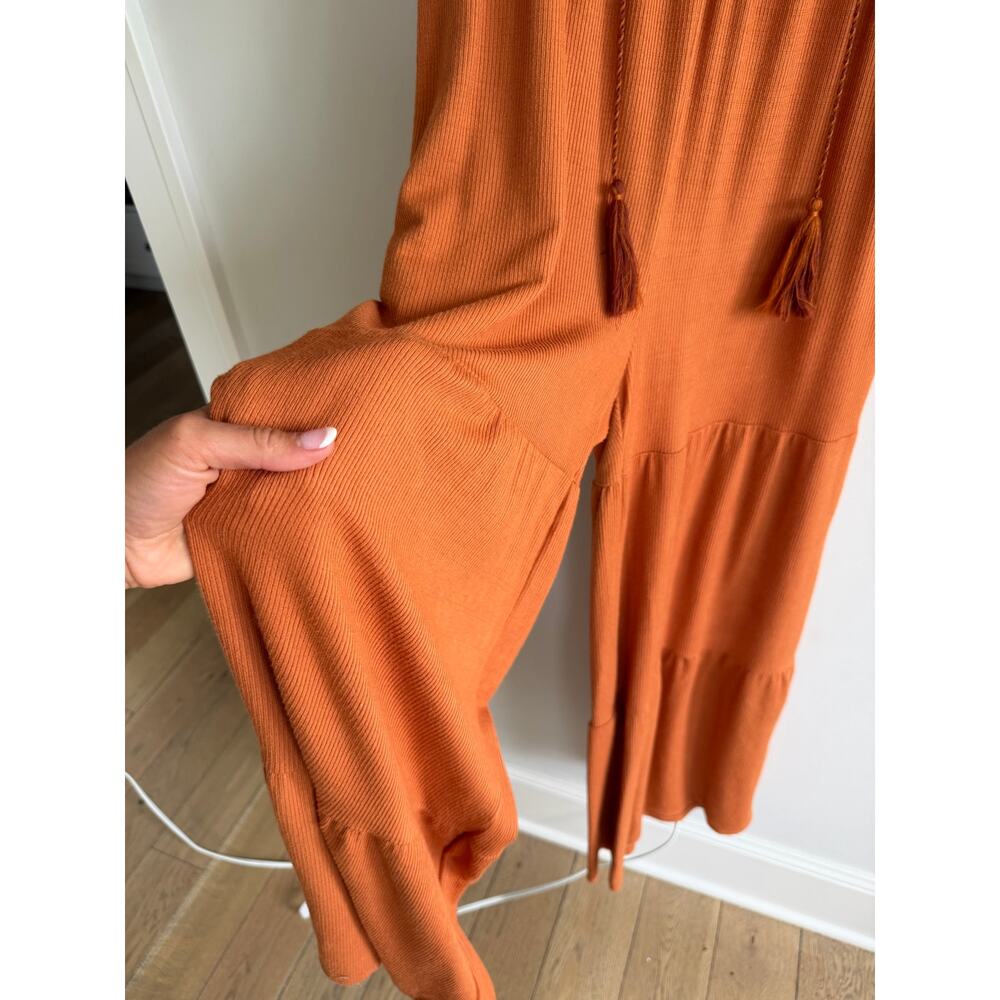 Anthropologie Saturday Sunday Marina Tiered Wide Leg Jumpsuit Terracotta XS - Picture 7 of 9